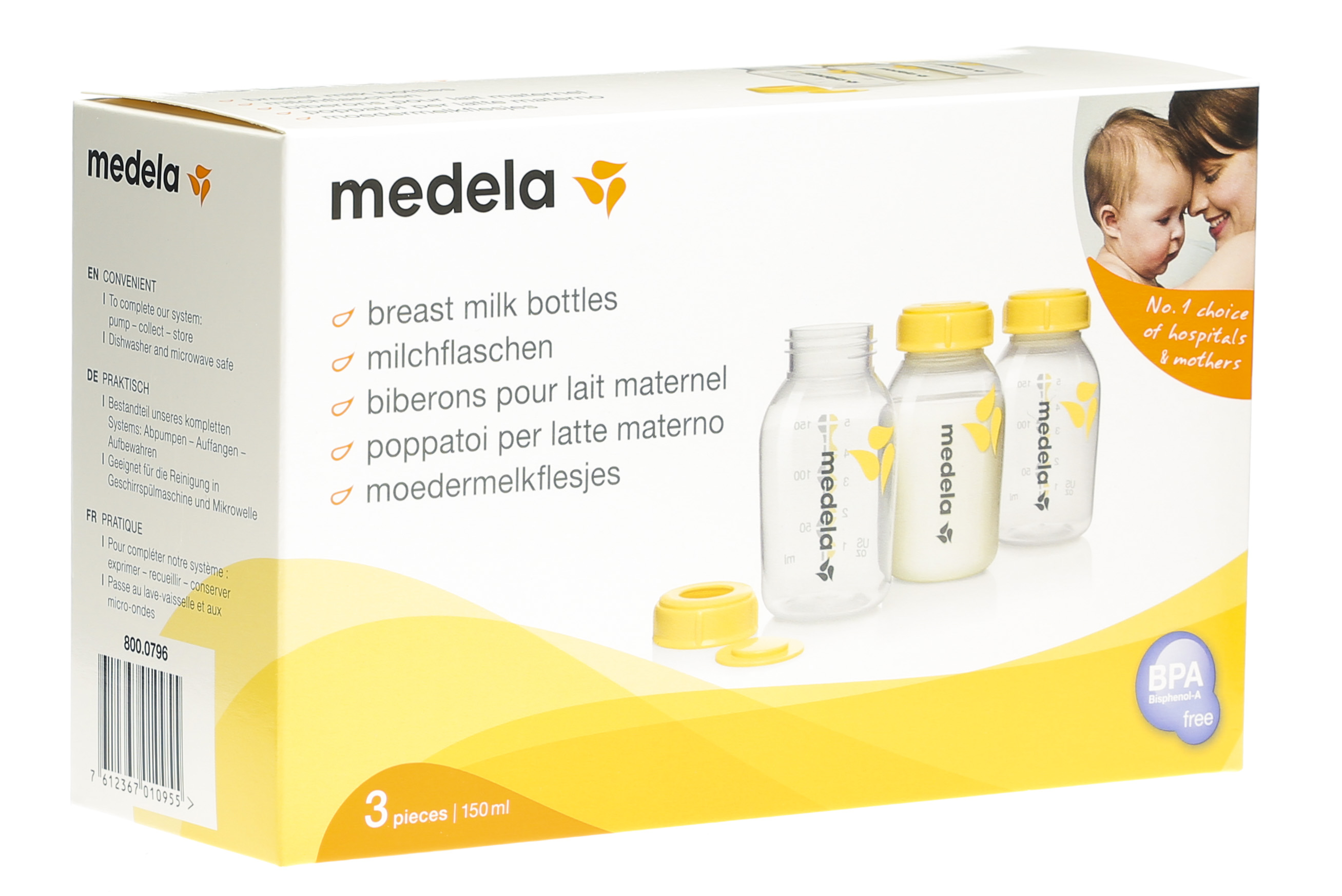 Medela biberon per latte materno con tappo e inserto