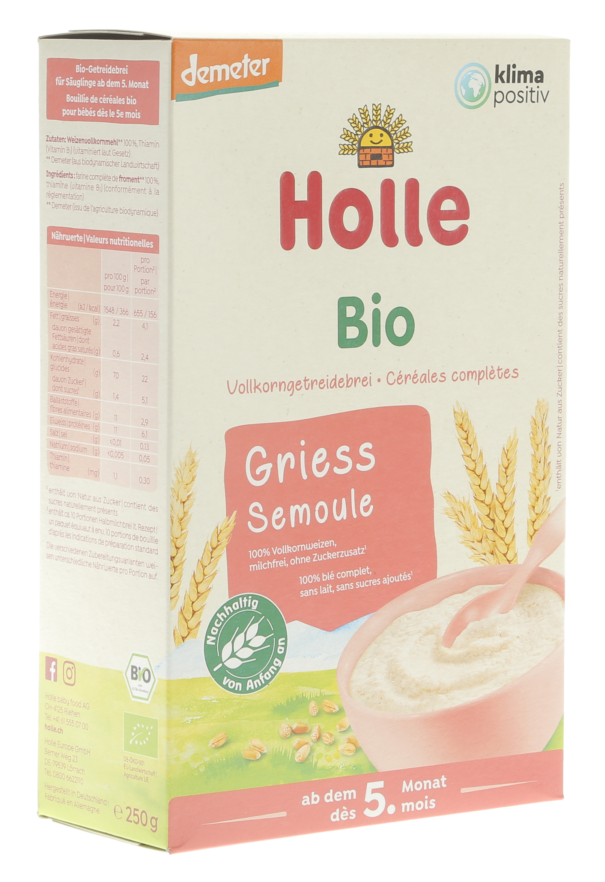 BIO PAPPA DI SEMOLINO 250 gr HOLLE